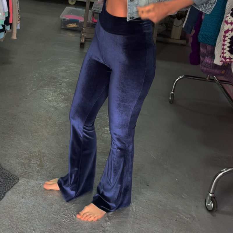 Pantalón Pata de Elefante en Terciopelo Azul - Imagen 4