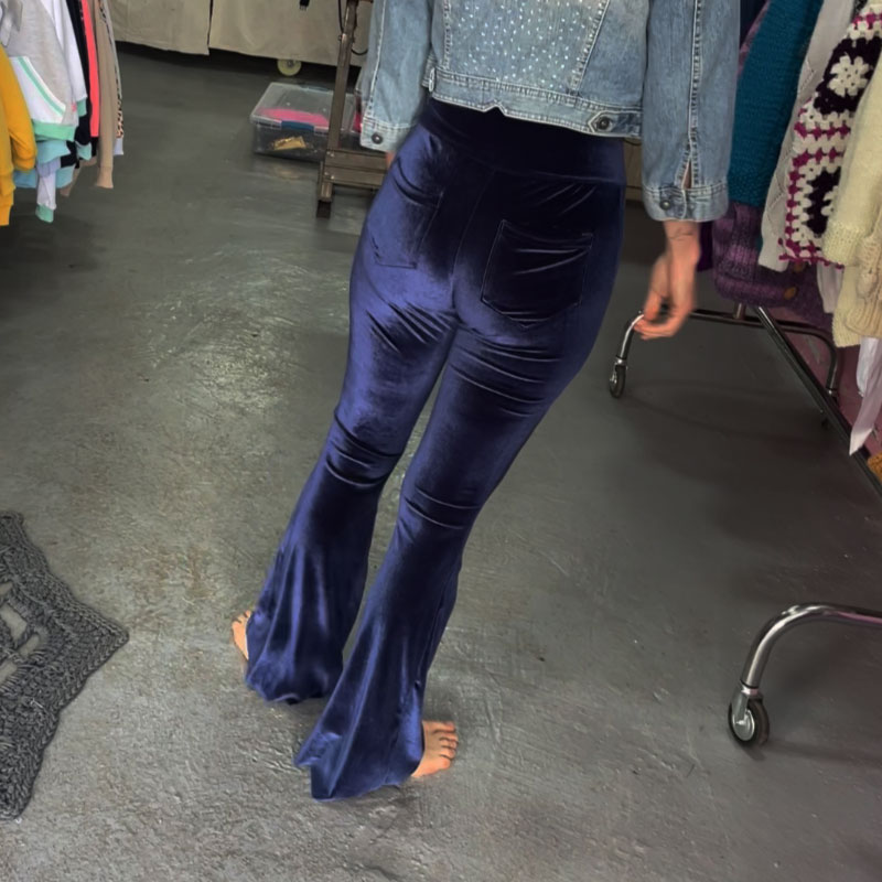 Pantalón Pata de Elefante en Terciopelo Azul - Imagen 2