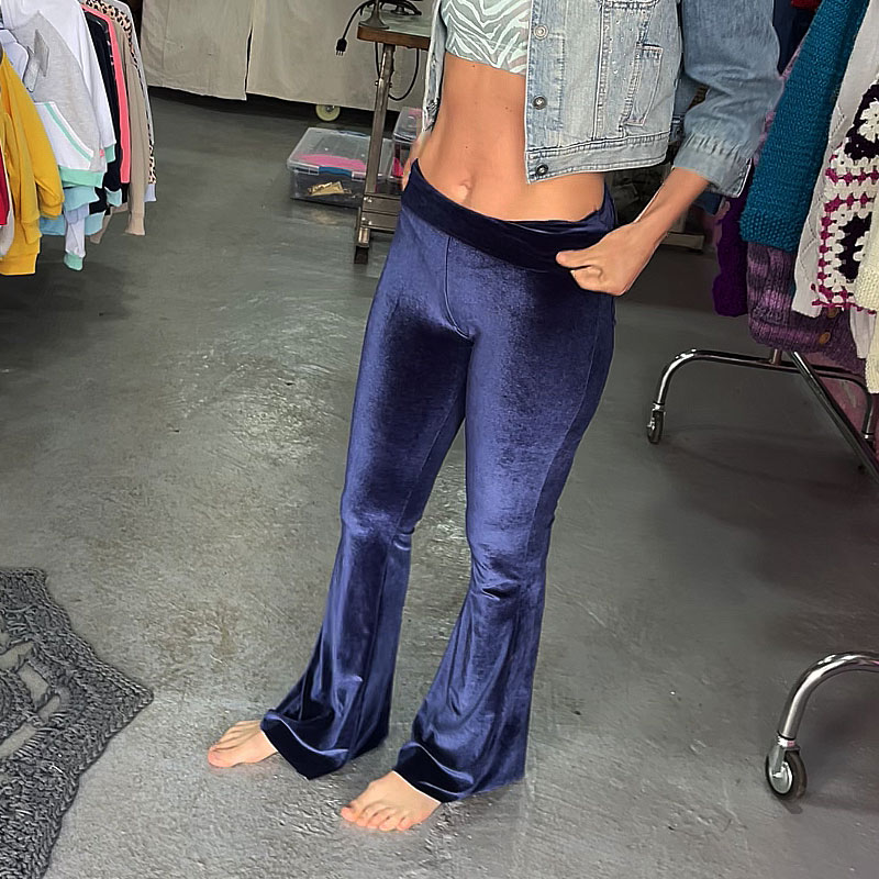 Pantalón Pata de Elefante en Terciopelo Azul - Imagen 3